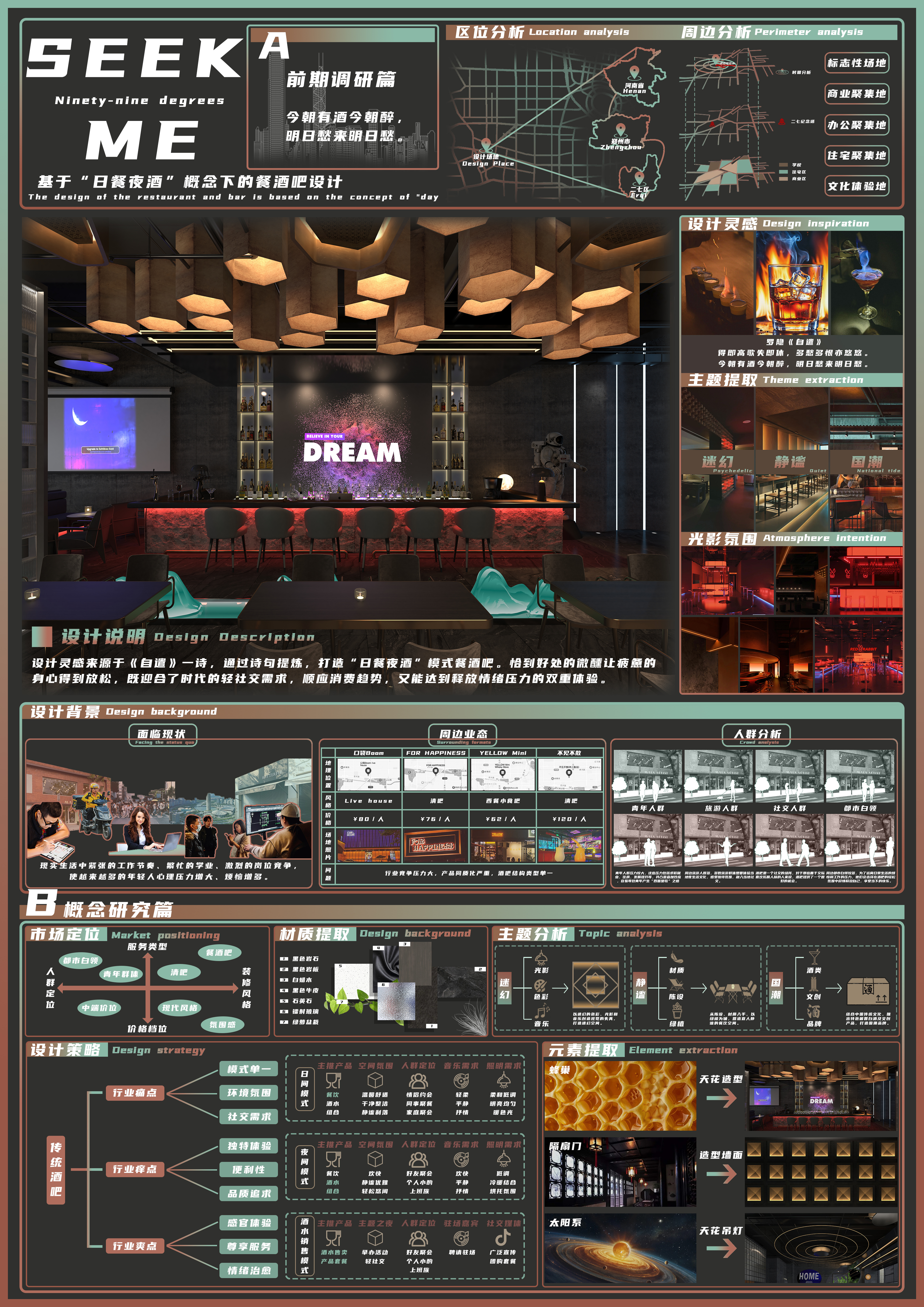 SEEK ME——基于‘日餐夜酒’概念下的餐酒吧设计——2025经开杯·数字艺术设计赛项优秀作品展-"经开杯"全国大学生创新创业大赛