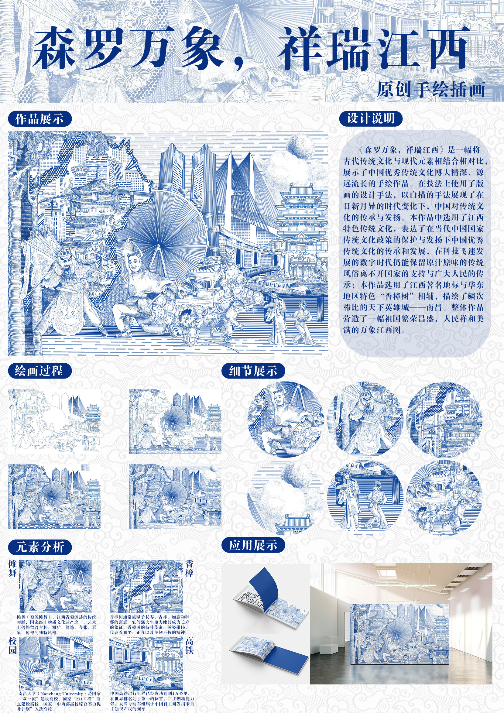《森罗万象，祥瑞江西——原创手绘插画》——2025经开杯·数字艺术设计赛项优秀作品展-"经开杯"全国大学生创新创业大赛