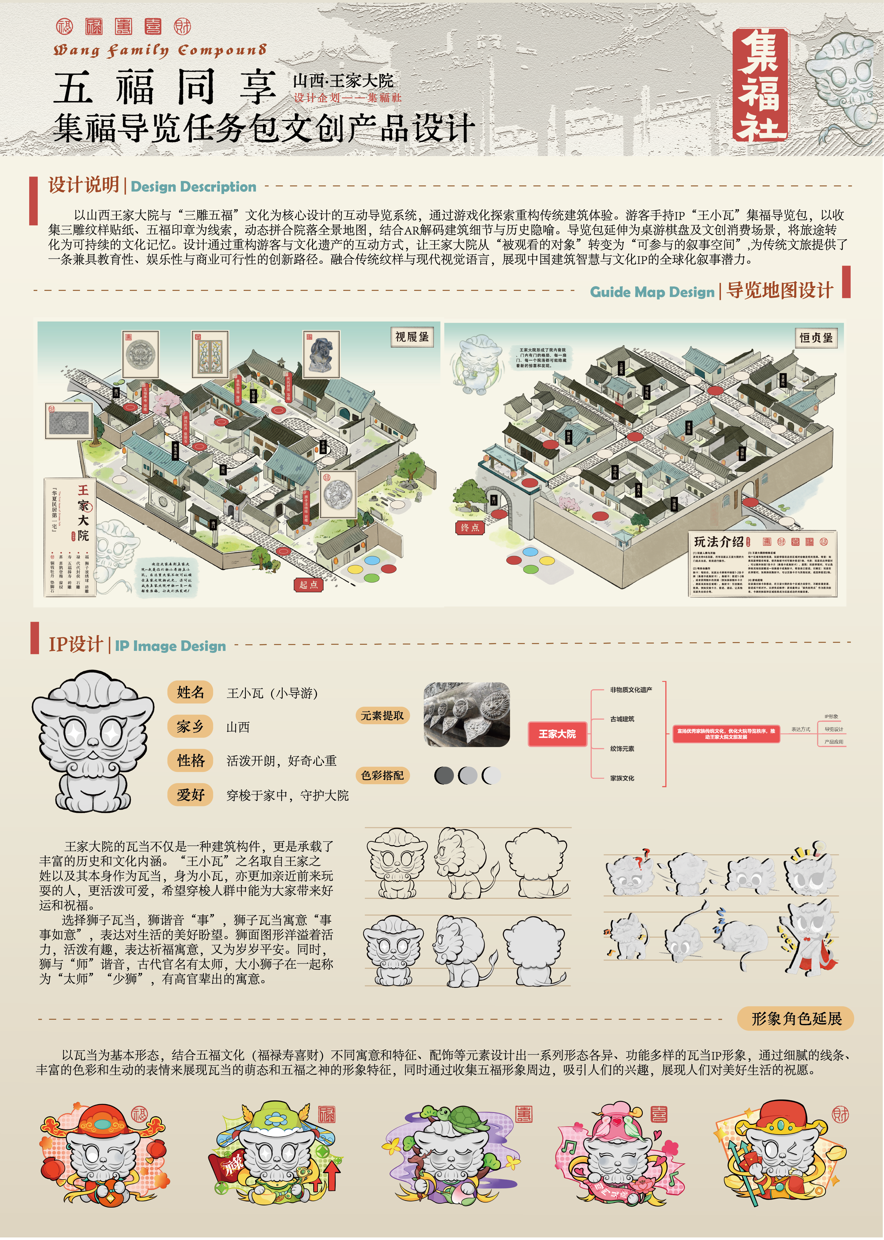五福同享——山西王家大院集福导览任务包文创产品设计——2025经开杯·数字艺术设计赛项优秀作品展-"经开杯"全国大学生创新创业大赛