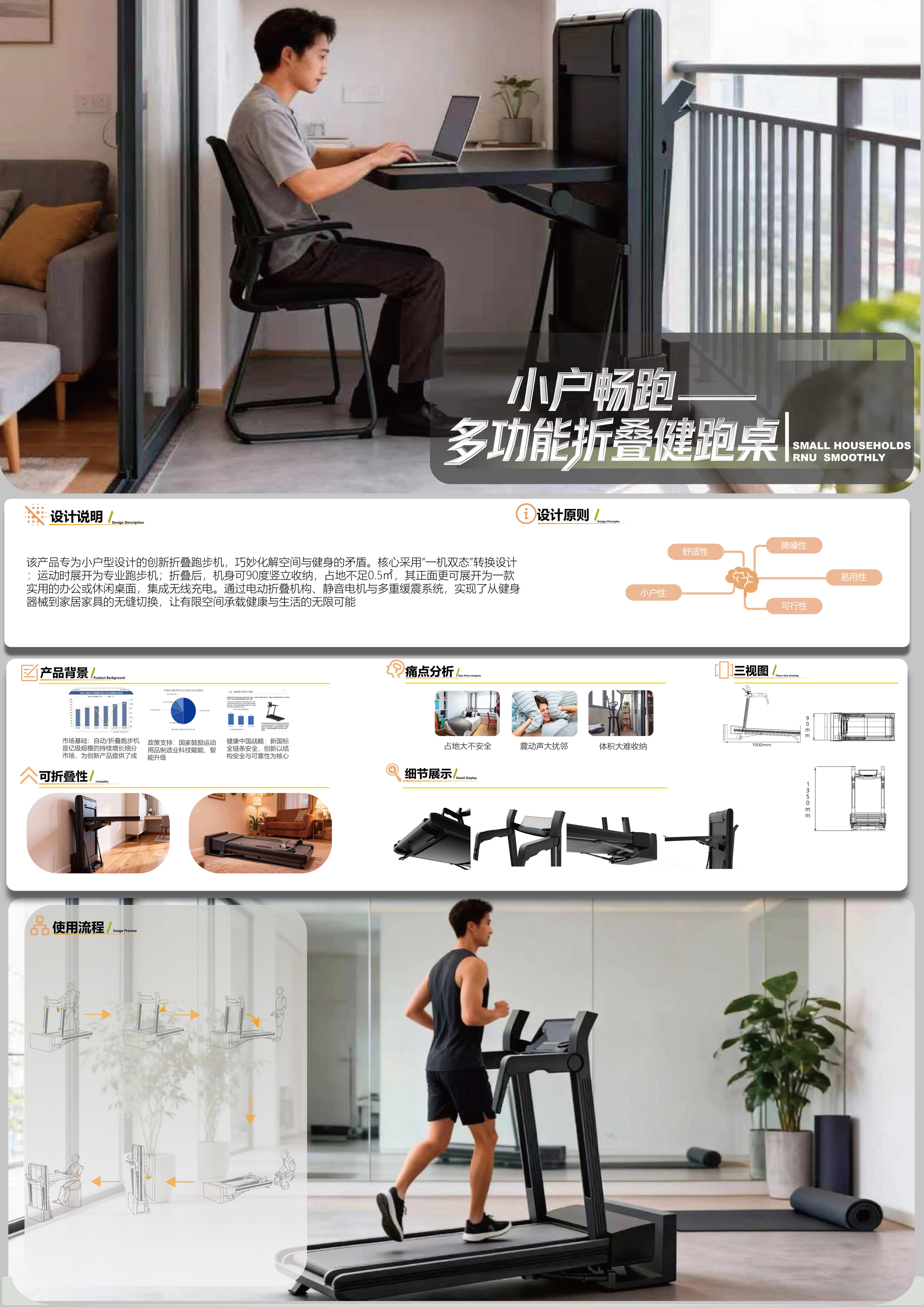 小户畅跑—多功能折叠健跑桌——2025新西兰最佳设计师优秀作品