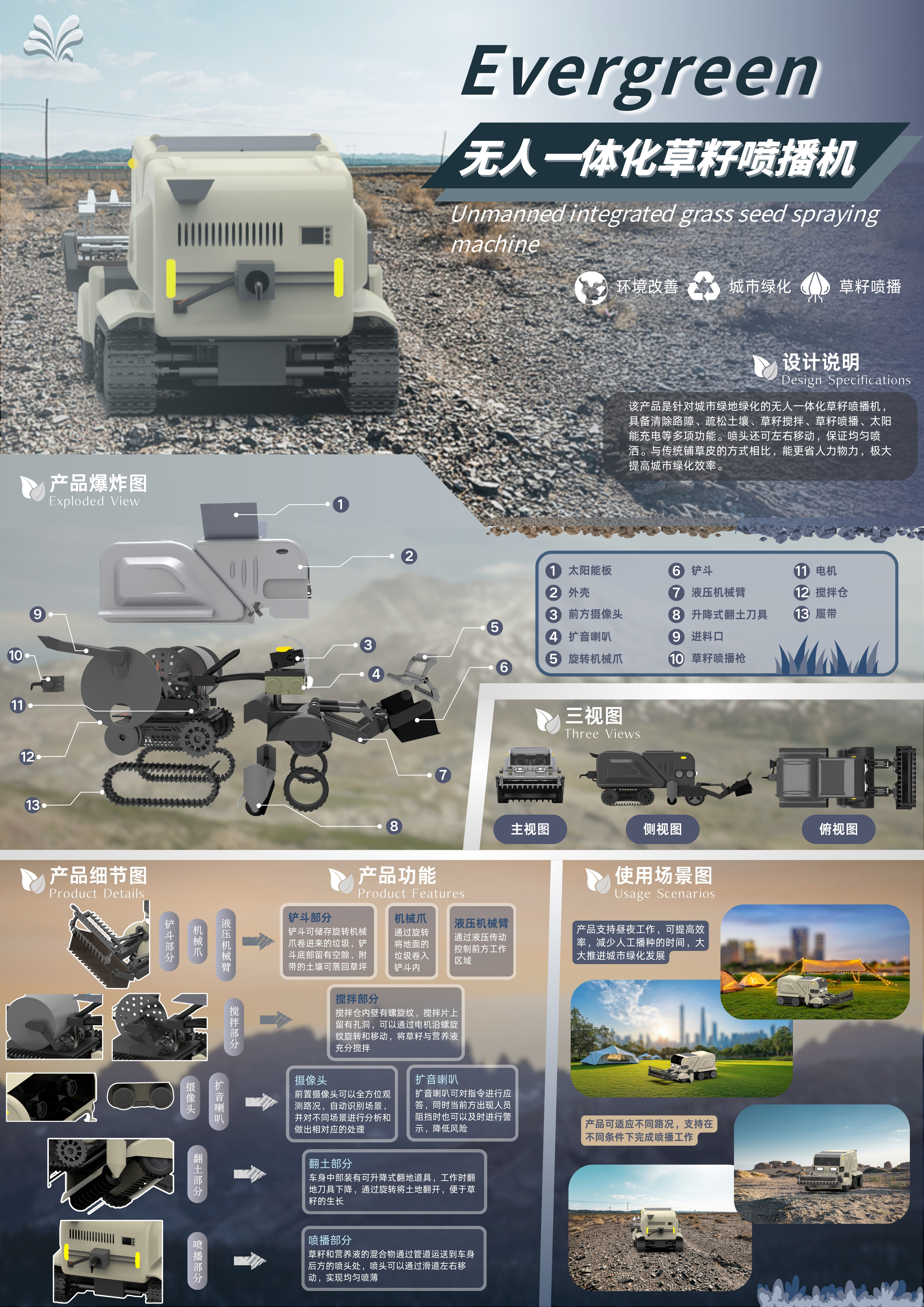 《Evergreen——无人一体化草籽喷播机》——2025新西兰最佳设计师优秀作品